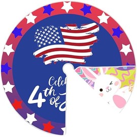 4th of July Tree Skirt American Flag Day Memorial Day Patriotic Stars 36 Inch Double Sided Print Mat Independence Day Easter Christmas Tree Skirt for Holiday Party Decoration