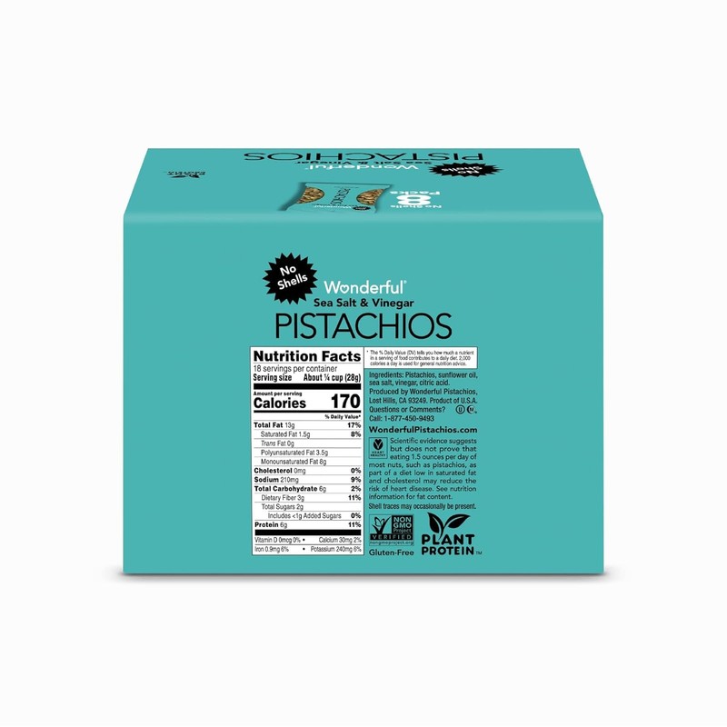 Wonderful Pistachios No Shells, Sea Salt & Vinegar Flavored Nuts,