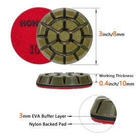 HONGUIS 3 inch *10mm Concrete Polishing Pads,Grit 100 Set of 3, Diamond Polishing Puck,for Concrete Cement Rerrazzo Marble Granite Floor,Grit 100