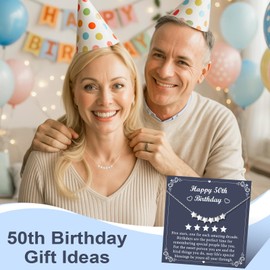 50th Birthday Gifts for Women - Sterling Silver Dainty Five Star Necklace as 50th Birthday Gifts for Her, 6mm Star Beads for Wife, Mother&Grandma, 1975 Birthdays Gift for Women