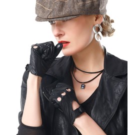 NappaNovum Women's Nappa Gloves Lambskin Sports Hollow Gloves Winter Warm Gloves