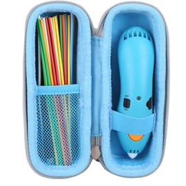 Mchoi Shockproof Carrying Case Suitable for 3Doodler Start+ Essentials (2023) 3D Pen Set for Kids, Organizer Holders for 3D Printing Pen, Plastic Refill Blister and USB Charger, Case Only