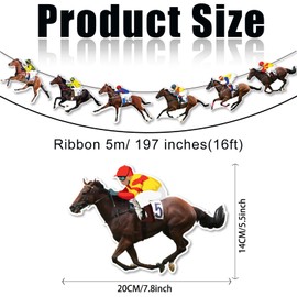 4 Pieces Horse Racing Banne, Horse Racing Bunting Banner Event Party Decorations,Streamer Kentucky Horse Derby Garland Banner,Flag Flower Decor Ornament Garland Streamer Paper Baby Shower Props Pet
