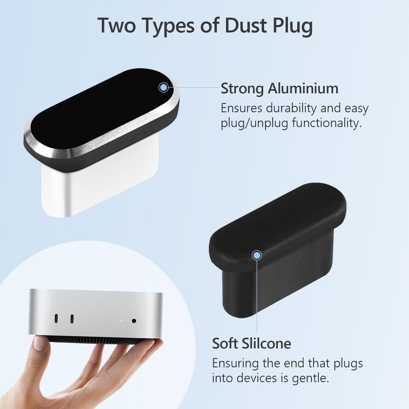 AILOVETECK Dust Plug Cover Kit for Mac mini M4/M4 pro,