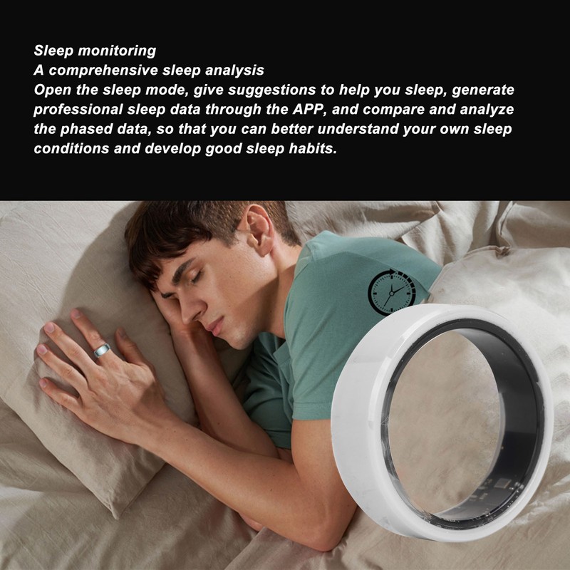 Smart Ring White BT IP68 Waterproof Rechargeable Pedometer Sleep Tracking
