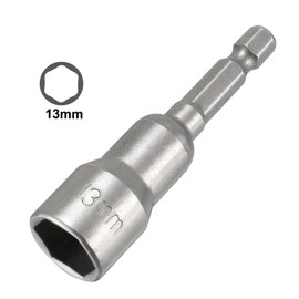 2 Pcs 1/4" Quick-Change Hex Shank 13mm Magnetic Nut Setter Driver Drill Bit, 65mm Length, Metric