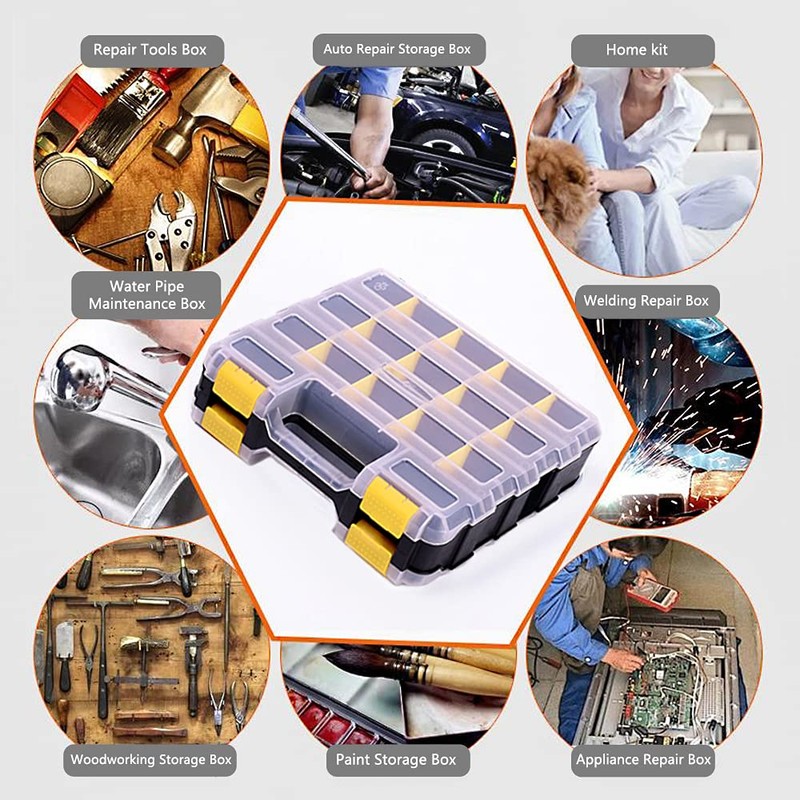 Tools Organizer Box Small Parts Storage Box 34-Compartment Double Side