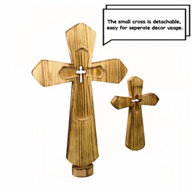 FirstNovelty Wooden Cross, Cross Wall Decor, Cruz de Madera with Removable Stand, Perfect for Catholic Gifts & Home Decor, 10" Size, Solid and Thick, 1 Pack