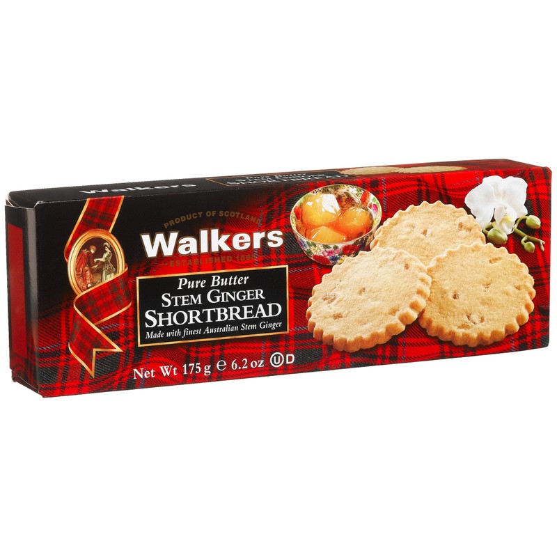 Walker's Shortbread Stem Ginger Cookies, Pure Butter Shortbread Cookies, 6.2