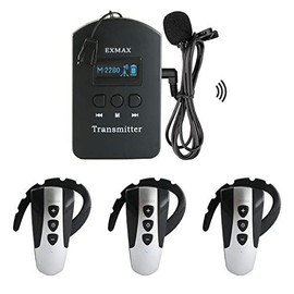 EXMAX EXD-6824 2.4G Wireless Voice Audio Tour Guide System Interpreter Translation Equipment for Churches Business Convention Tour Guide Teaching Training Private Talking (1 Transmitter 3 Receivers)