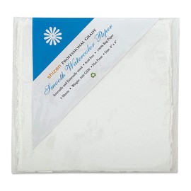 Shizen Design, Watercolor Paper, White, Hot Press, 8 x 8 Inches, Pack of 5 Sheets, WC 309