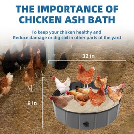 32'' D * 8'' H Chicken Bath Tub, Chicken Dust Bath, Chicken Bath Dust, Dust Bath for Chickens, Lime for Chicken Coops, Chicken Bath, Chicken Coop Cleaning Supplies, Chicken Coop Accessories
