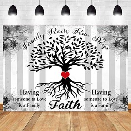 Family Reunion Backdrop for Photography Black and White Family Tree Photo Backdrop Family Tree Leaves Family Roots Run Deep Photography Background (Family Reunion Backdrop, 9x6ft)