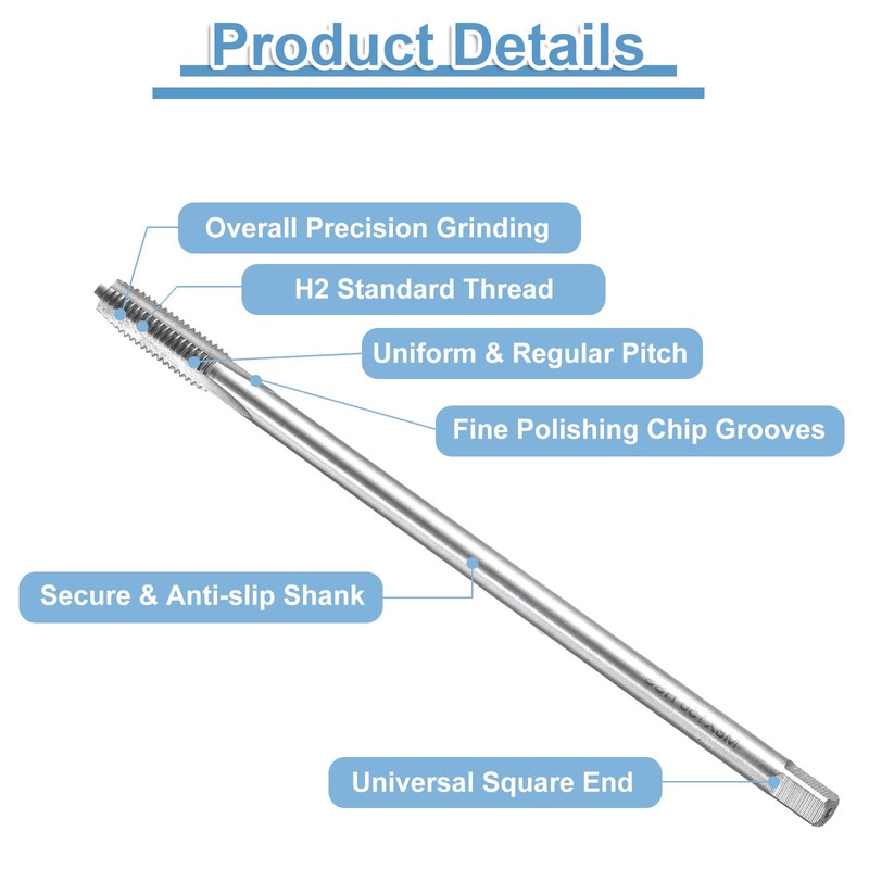 sourcing map 3pcs Straight Flute Thread Taps, M8 x 1.25