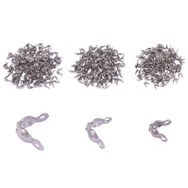 Airssory 450 Pieces 3 Sizes 304 Stainless Steel Open Bead Tips Calotte Ends Clamshell Fold-Over Knot Cover Ends Caps for Knots & Crimping Jewellery Making