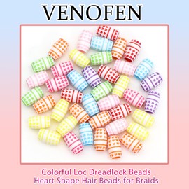 VENOFEN 50PCS Hair Beads for Braids Colorful Dreadlock Beads for Hair Cute Acrylic Hair Beads Braid Accessories Hair Decoration Accessories for Women and Girls (Colorful-7)