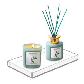 Bigfety Acrylic Bathroom Tray for Counter, Handmade Clear Trays Sturdy Organizer for Cup, Sponge, Soap, Plant (Medium, Clear)