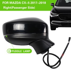 Liizoo Side Mirror for MAZDA CX-5 2017-2022 Car Door Mirror Fits for MAZDA CX-5 2017-2022 Right Passenger Side | Power |Lamp|BSM |MA1321198| BLACK (RH)-6 Wires