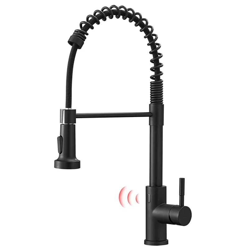 Matte Black Touchless Kitchen Faucet with Pull Down Sprayer, Motion