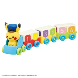 Toyroyal Monpoke Building Block Train (Finger Play / Color Sense / Number Play) Children's Toy Train Play (Also for Learning Colors, Numbers, and Alphabet) Pikachu Pokemon