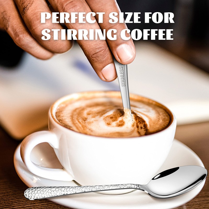 E-far 12-Piece Small Coffee Spoons, 6-Inch Stainless Steel Mini Espresso