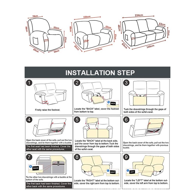 FANSU Recliner Chair Covers 1 Seater for Armchairs with Pockets,