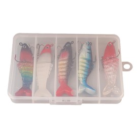 Rubber Fish Fishing Lure Zander Set 9 cm Artificial Bait Fish Set with Jig Head Fishing Bait Multi Joint Fishing Tool for Fishing Predatory Fish Rubber Fish for Pike Perch Zander Trout 5 Pieces