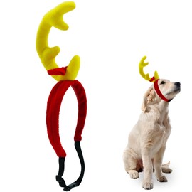 Antlers - Diadema para perro, disfraz de Navidad para perro, disfraz de Halloween, disfraz de perro de Navidad para perros pequeños y medianos con banda elástica ajustable, disfraz de fiesta de