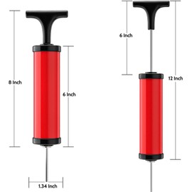 Motorenbau Ball Pump, Sports Ball Pump with 5 Needles, Nozzle, Extension Hose, Push & Pull Inflator System, Perfect for Volleyball, Basketball, Football, Soccer, Water Polo, Swim Inflatables Red