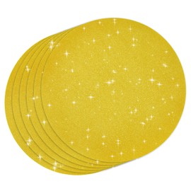50 PCS Gold Paper Place Mats Round Glitter Disposable Table Mats Sequin Doilies Decorative Placemats for Birthday Wedding Christmas Banquet Thanksgiving Graduation Party Dinner Table Decor
