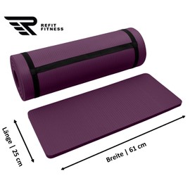 REFIT FITNESS PainProtect SmartCell NBR Yoga & Fitness Pad Comfort-Mini 25 x 61 x 1.5 cm Small Non-Slip Sports Mat Gymnastics Knee Pads Aubergine Set of 2