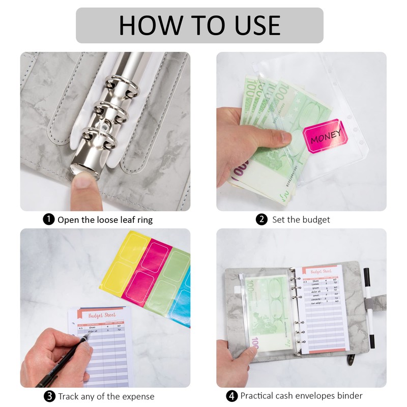 Binder Notebook A6 PU Leather Loose Leaf Notebook with 12
