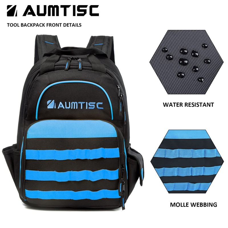 AUMTISC Tool Bag Backpack for Men, Heavy-Duty Tools Storage Organizer