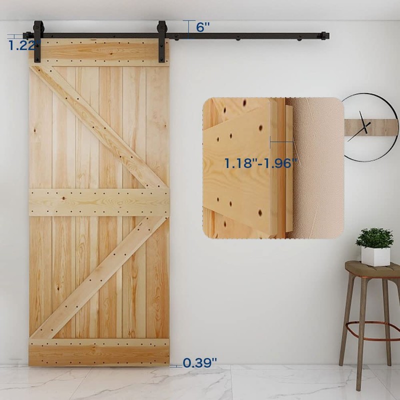 CCJH 16FT Single Sliding Barn Door Hardware Kit Black Basic