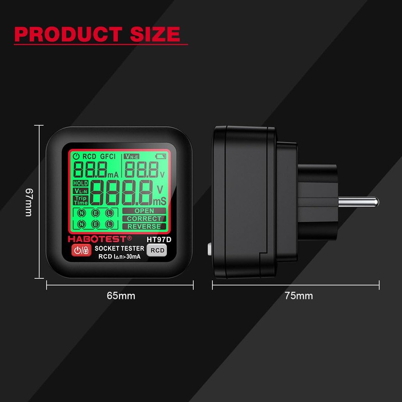 Irfora HT97D Digital Socket Tester Voltage Test EU Socket Detector