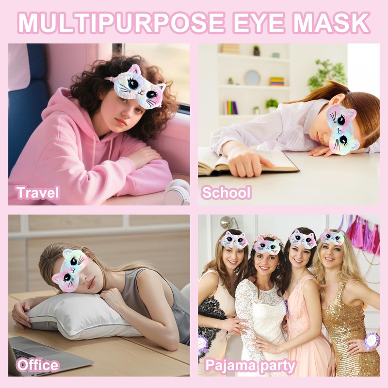2 Pack Kids Sleep Mask Set - Soft Plush Animal