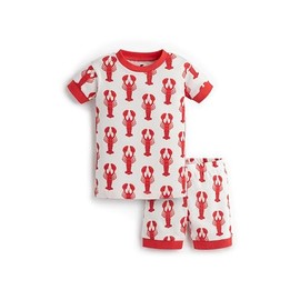 MONICA + ANDY Toddler Organic Two-Piece Shorty Pajama Set, Lobster Claws, 2T