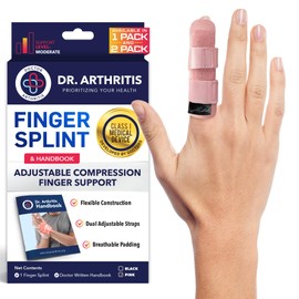 Dr.Arthritis Doctor Developed Finger Splint & Doctor Handbook- Padded Finger Splints For Straightening - (Pink, S/M, Single)