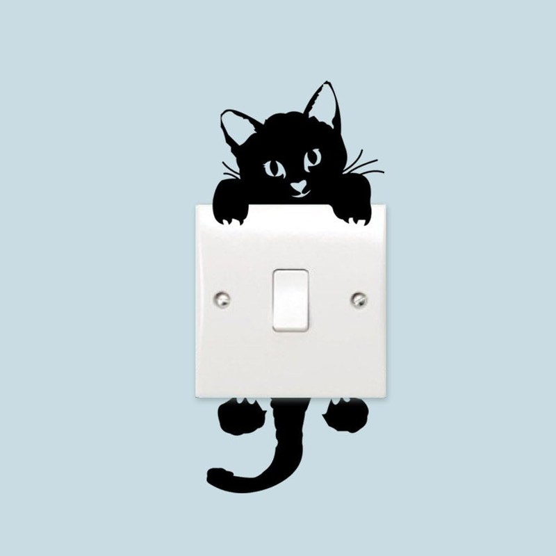 White Switch Wall Stickers Cat Decorative Switch, Wall Stickers