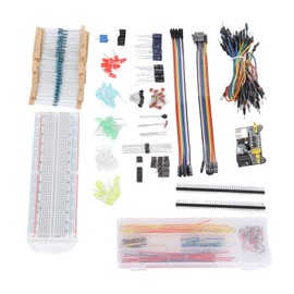 Electronics Component Basic Starter Kit, DIY Electronics Components Kit Assortment, R3 Project Starter Kit with Precision Potentiometer, Buzzer, Capacitor, 830 Hole Breadboard