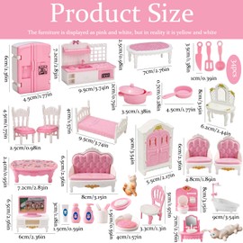 34Pcs Dolls House Furniture, Miniature Dollhouse Furniture Set Creative Play House Accessories for Imaginative Play Educational Toy for Doll House Enthusiasts Perfect for Girls