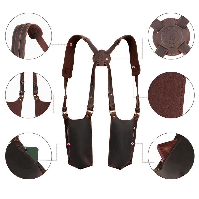 Tourbon Leather Shoulder Holster Phone Holder Concealed Armpit Wallet Pocket
