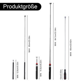 Xialvyu Pack of 3 Telescopic Magnetic Sticks, Telescopic Magnetic, Flexible Rod Magnet, Extra Strong Magnetic Rod Workshop
