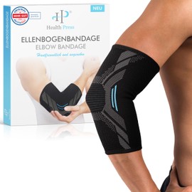 Health Press® Elbow Support - 1 x Elbow Brace Size S - Elbow Support - Relief & Stabilisation of the Elbow Joint - Professional Compression Bandage - Supportive Brace Right / Left