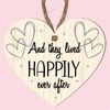Romantic "And They Lived Happily Ever After" Heart-Shaped Wooden Plaque
