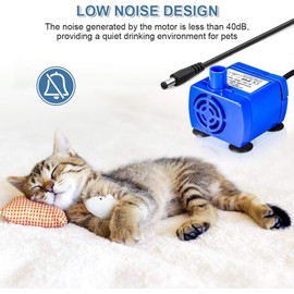 CYTGOUPER 1.6 L Pet Drinking Fountain Pump, Quiet 12 V Low Power Consumption Replacement Pump Cat Fountain, Outlet OD 10.7 mm ID 7.5 mm Cat Fountain Pump with 1.8 m Cable for Cats