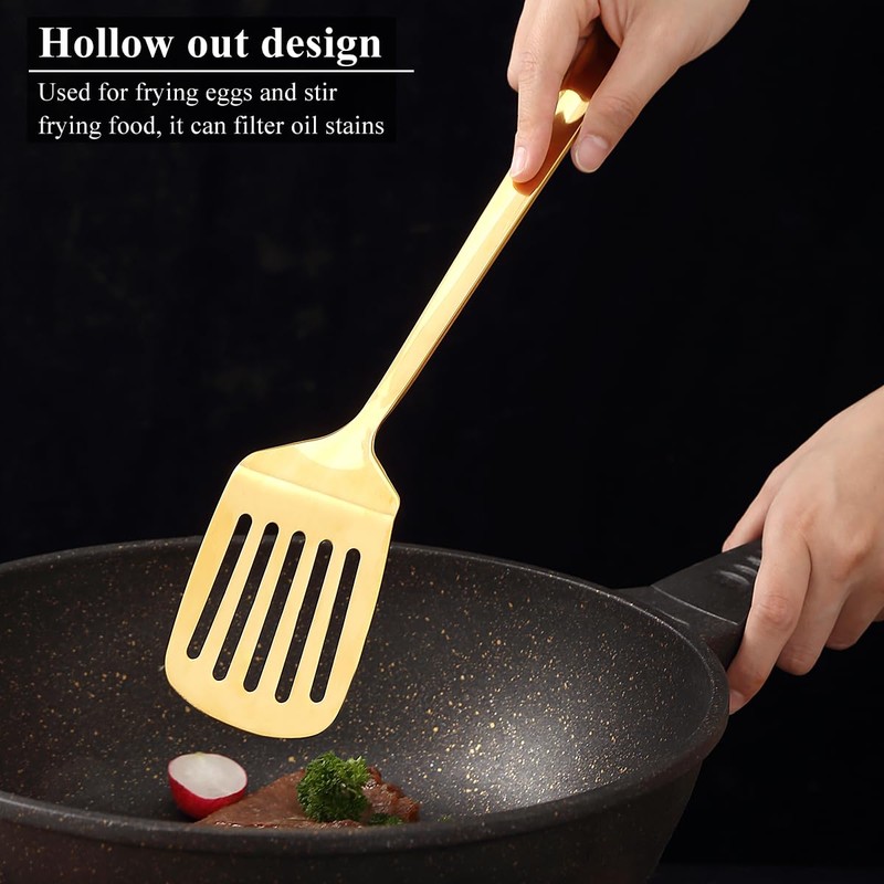 Homquen Gold Kitchen Utensils Set 4pcs, Titanium Gold Plating Stainless