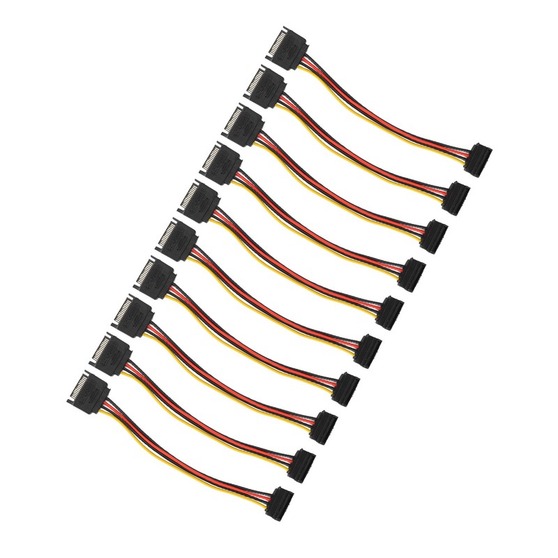 10 Pack SATA Cables 15 Pin 90 Degree Male to