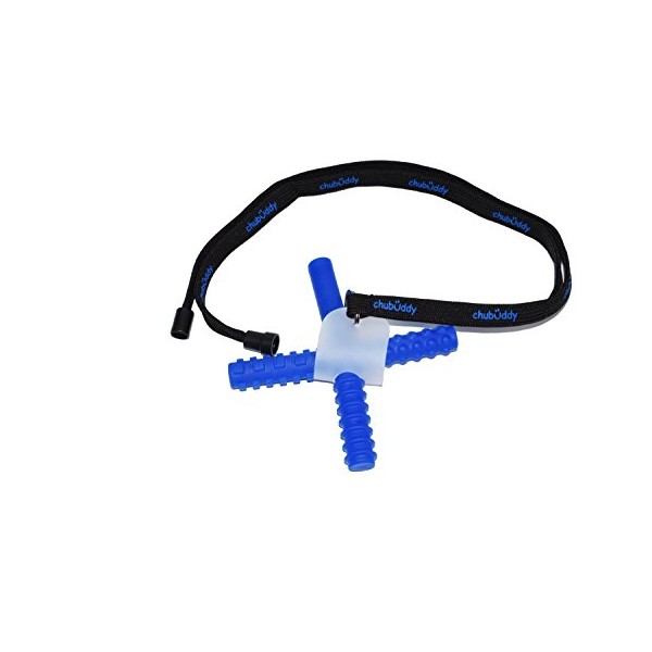 chubuddy Chewy Holder with Blue Chew Stixx* Included *Chew Stixx is a Registered Mark of The Sensory University (Black Neck Lanyard Screen Print)