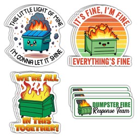 12-Pack Dumpster Fire Stickers - its fine im fine Everythings fine - Waterproof, Durable, 3-Inch Stickers for Laptop, Phone, Water Bottle, Cars, and More - Humorous